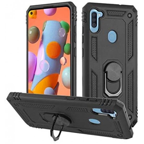 Wholesale Samsung Galaxy A11 Tech Armor Ring Grip Case with Metal Plate (Black)